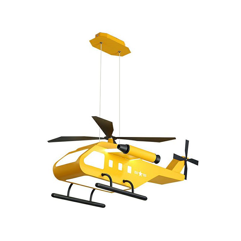 Kids Helicopter Chandelier Pendant Light Metallic Bedroom LED Ceiling Light with Acrylic Shade