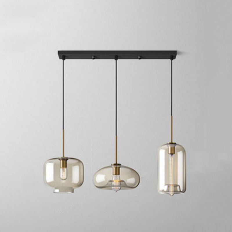 3 Lights Hanging Ceiling Lights Contemporary Glass Hanging Pendant Lights for Restaurant