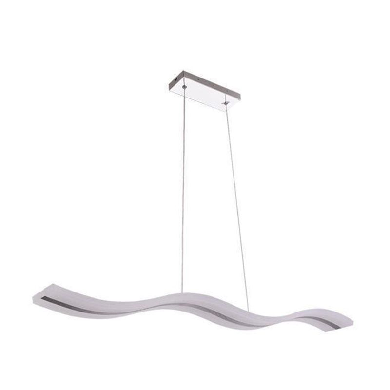 Wavy Shape Kitchen Island Fixture Acrylic Linear Pendant Ceiling in Black & White