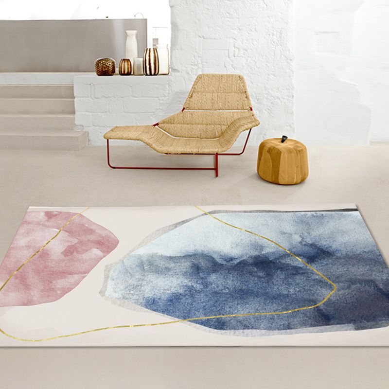 Orange Modern Rug Polyester Geometric Rug Stain Resistant Rug Drawing Room