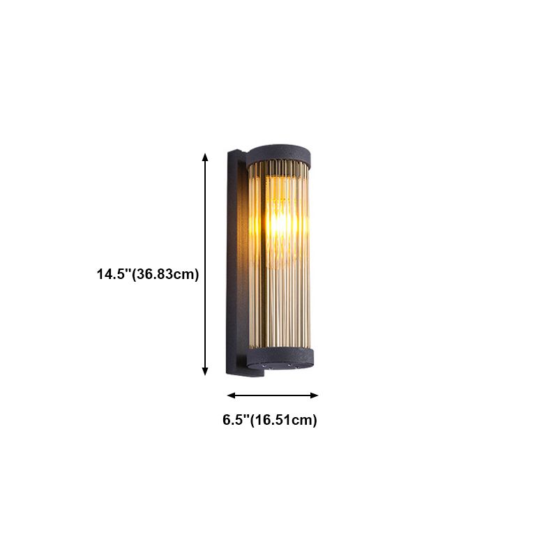 Black 1-Light Wall Lamp in Modern Concise Style Cylindrical Glass Wall Light