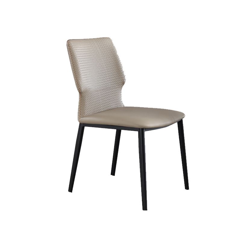 Industrial Style Faux Leather Chairs Armless Side Chairs with Metal Legs for Kitchen