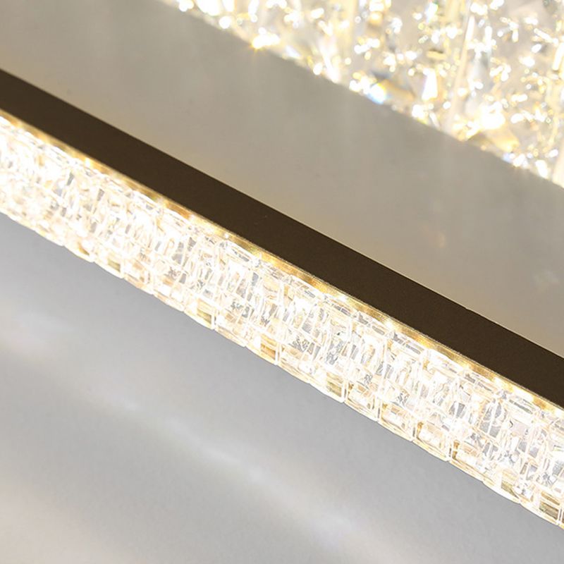 2-Tier Crystal LED Flush Light Minimalist Golden Ceiling Mount Lamp in Geometric Shape