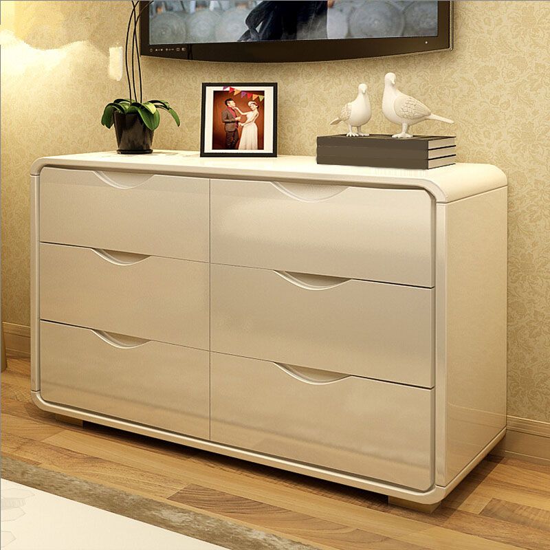 16" W White Wooden Storage Chest Modern Storage Chest Dresser with Drawers