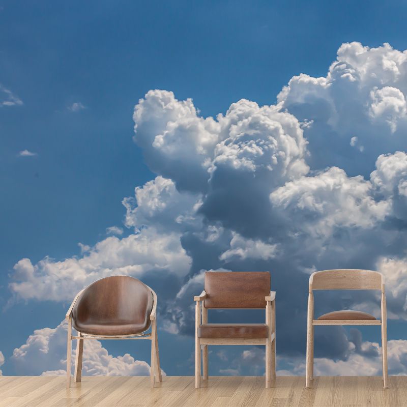 Blue Sky Mural Wallpaper Photography Sleeping Room Wall Decor for Home