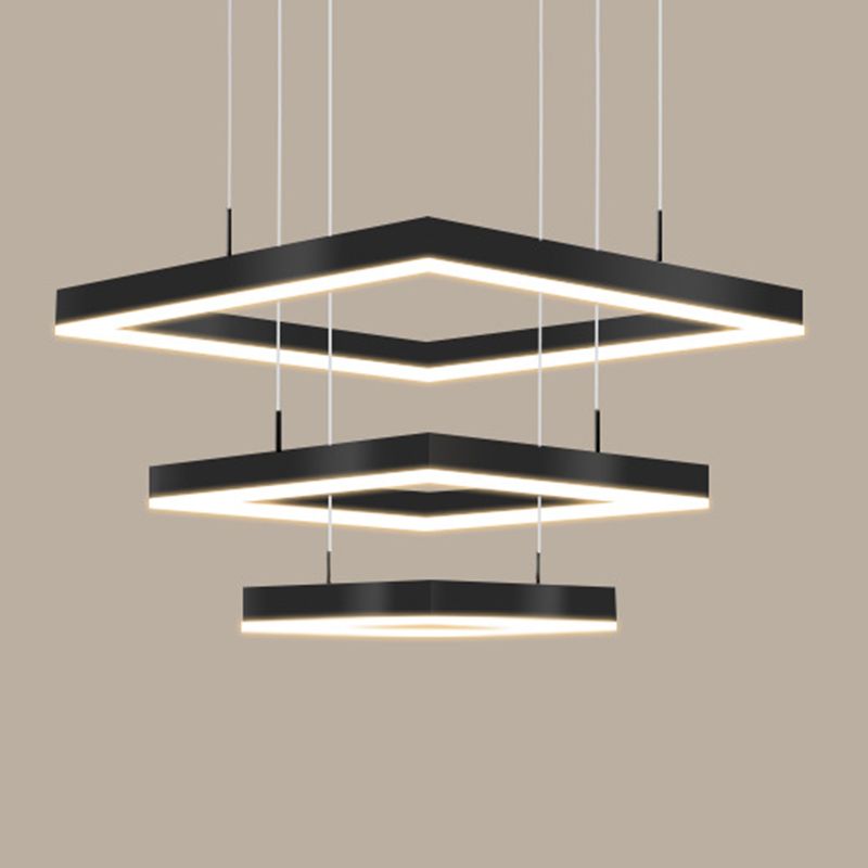 Accesorios de iluminación de lámparas cuadradas modernas Luz de araña de metal