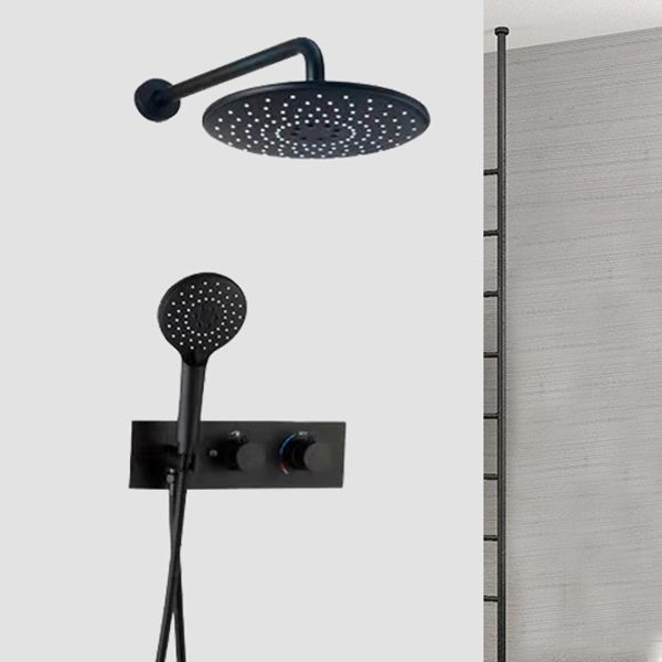 Modern Shower System Black Round Head Wall Mounted Shower Trim