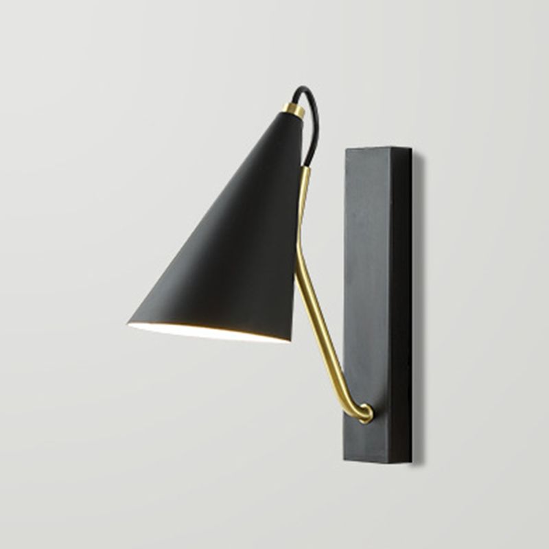 Single Contemporary Black/White Wall Mounted Sconce Metallic Shaded Wall Light