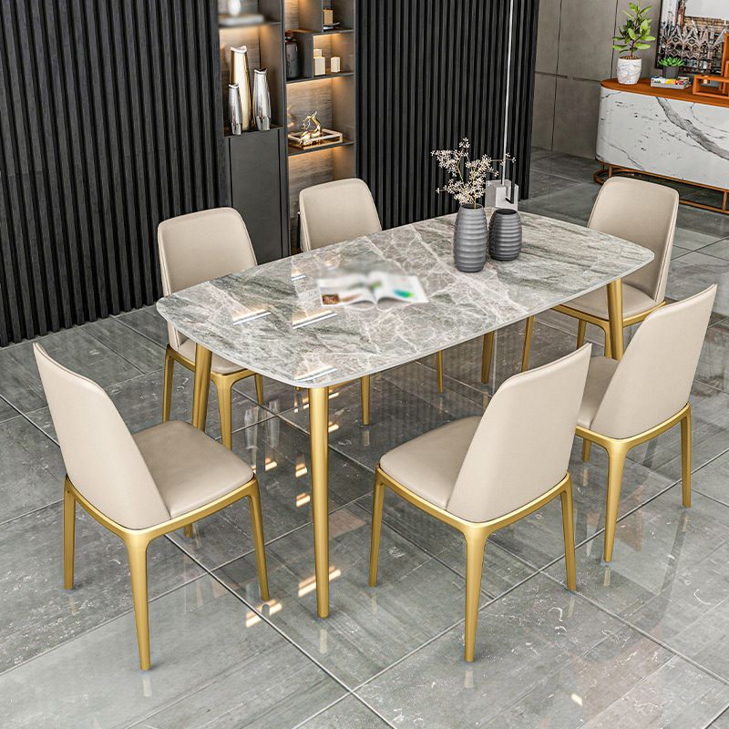 Nordic 1/2/5/7 Pieces Dining Set Sintered Stone Dining Table Set with Leather Chairs