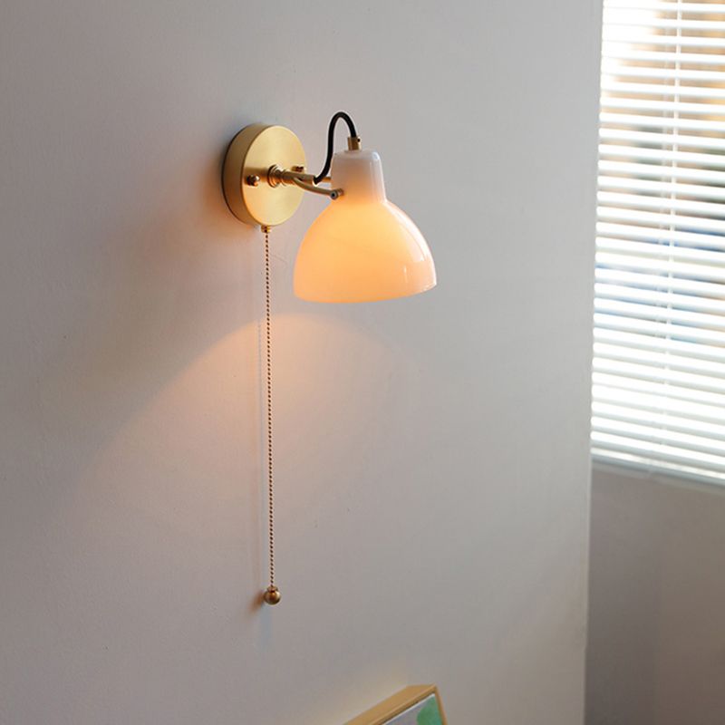 Modernism Glass Shaded Wall Light Metal/Wood Lighting for Restaurant
