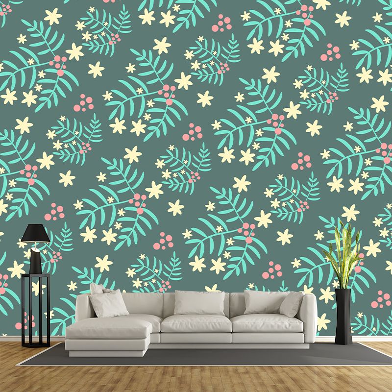 Modern Illustration Mural Wallpaper Plants Environment Friendly Bedroom Wall Mural