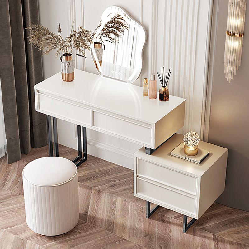 15.74" Wide Vanity Set with Drawer Bright White Wood Make-up Vanity