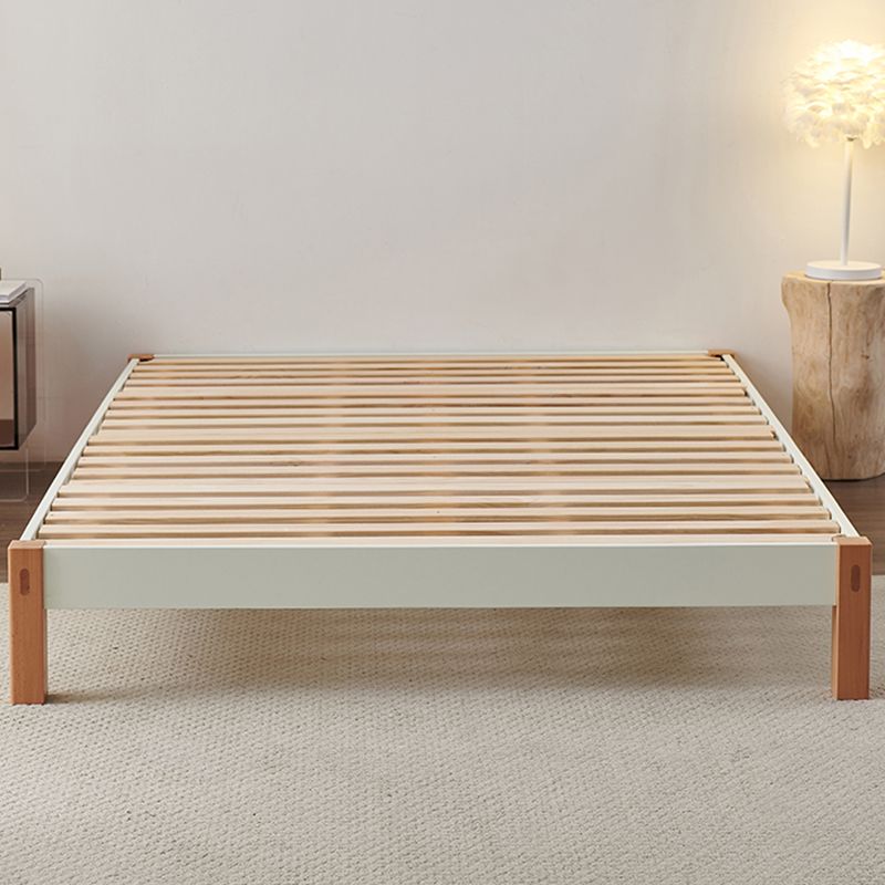 11.02" High Oak Standard Bed with Custom Gold Legs Brown Bed Without Headboard