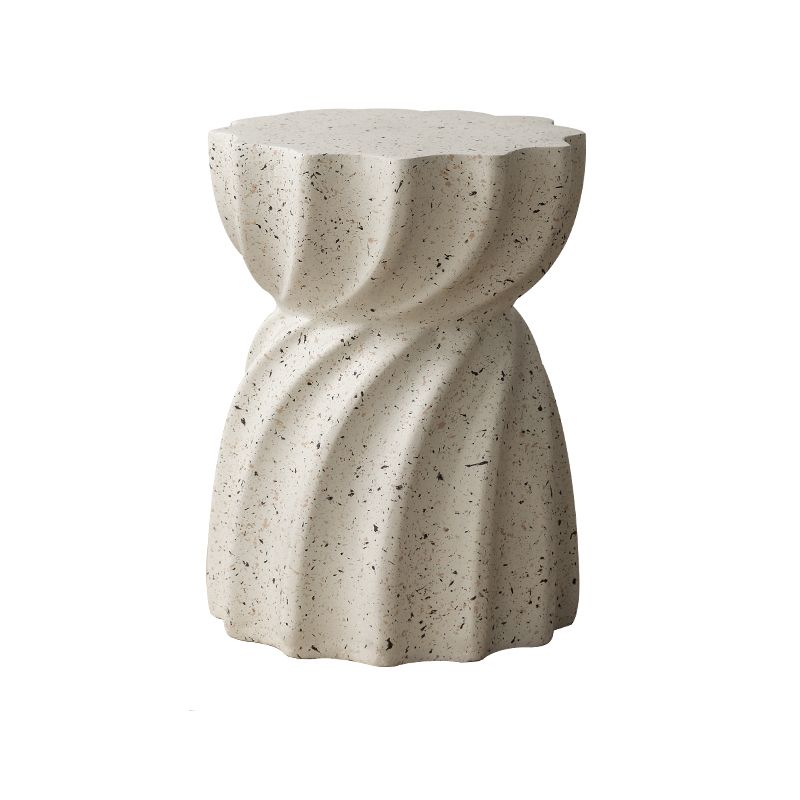 Contemporary 13.8-inch End Table Pedestal Beige Nesting Table