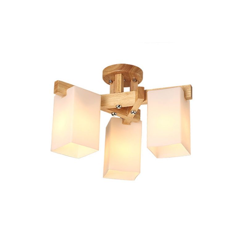 Vetro crema cuboide vicino alla lampada del soffitto Nordic 3/5/8 lampadine beige semifulò la luce per soggiorno per soggiorno