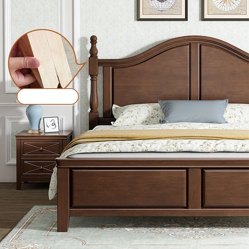 84.65 inch Wide Rustic Bed Frame Rubberwood Bed with Headboard