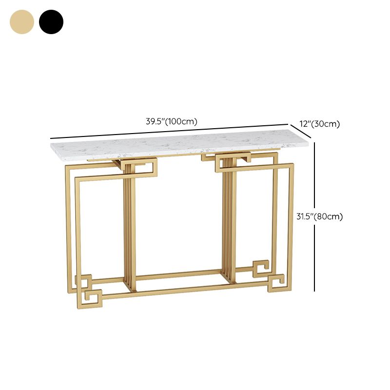Contemporary Iron Console Sofa Table Rectangle Marble End Table for Hall
