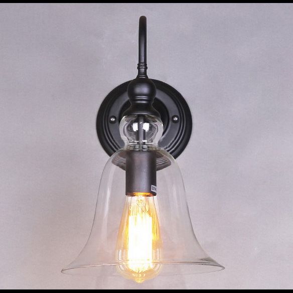 Industrielle Wandleuchte ein leichtes Licht moderner klarer Glasschatten Wandleuchte in Schwarz
