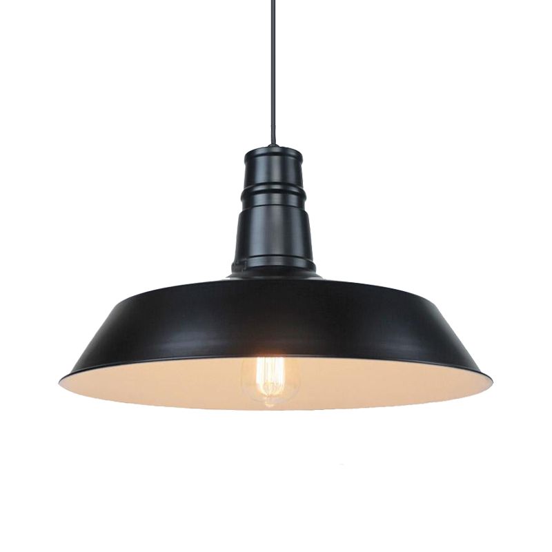 10"/14" W Vintage Barn Pendant Lamp 1 Bulb Aluminum Ceiling Fixture in Black/White/Red for Dining Room