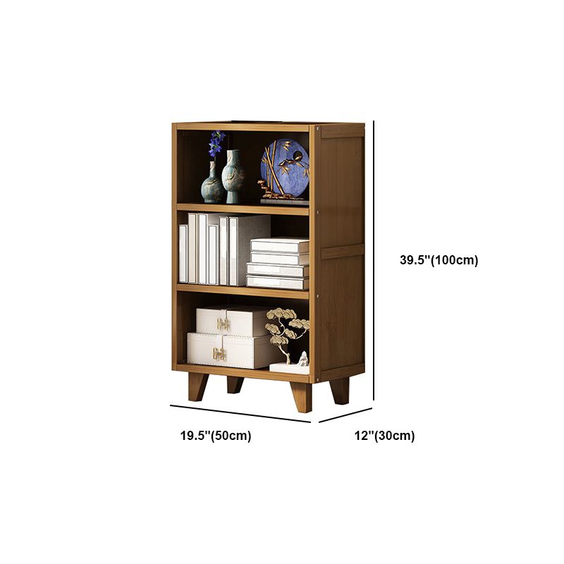 Contemporary Brown Etagere Book Shelf Open Vertical Bookshelf with Drawers
