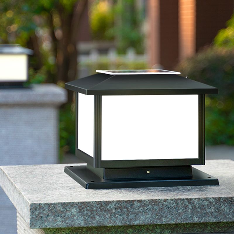 Postmodern Minimalist LED Solar Lighting Fixture with Acrylic Shade for Garden