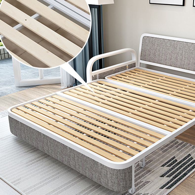 Full 35.43" Wide Linen Convertible Sleeper Sofa with Magazine Storage in Grey