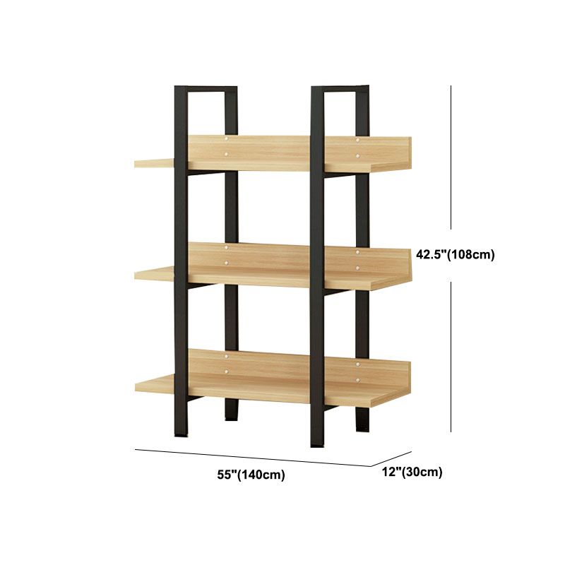 Contemporary Metal and Wooden Bookshelf Open Shelf Bookcase with Shelves