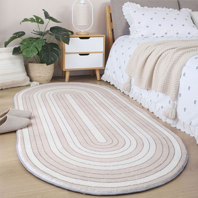Grey Geometric Pattern Rug Modern Polyester Area Carpet Non-Slip Backing Rug for Bedroom