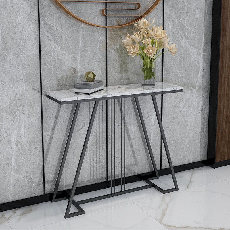 Modern Iron Console Sofa Table Rectangle Marble Console Accent Table for Hall