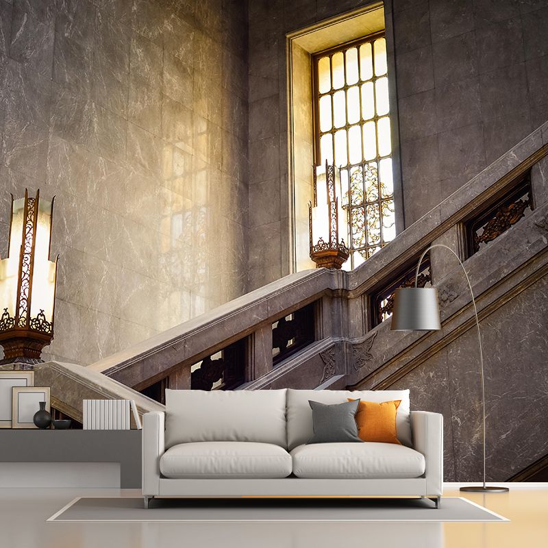 Stairs Architecture Mural Wallpaper Stain Resistant Wall Decor for Adult Room