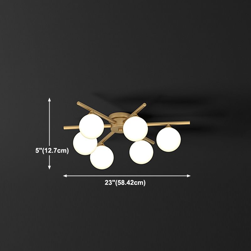 Lámpara empotrada Globe contemporánea, lámpara de techo empotrada de vidrio en oro
