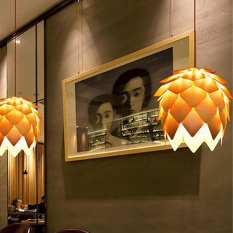 Dekorativ 1 Glühbirnen -Pendel leichter Beige Pipecone -Formanhänger mit Holzschatten