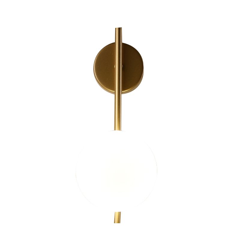 Modern Metal Wall Sconce Ball Shape Wall Light with Glass Shade for Bedroom in White