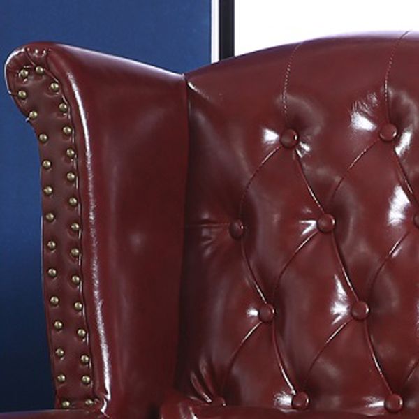 Mid-century Modern Rolled Arms Wingback Chair Tufted Back Nailhead Trim Chair