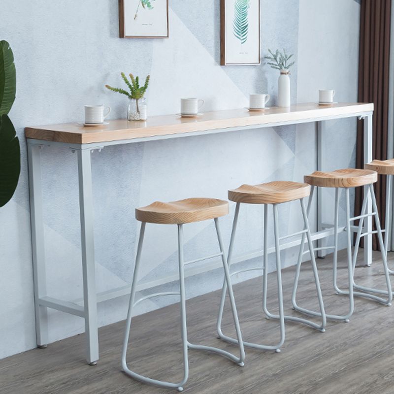 Indoor Wood Counter Wine Table Rectangle Natural and White Bar Height Pub Table