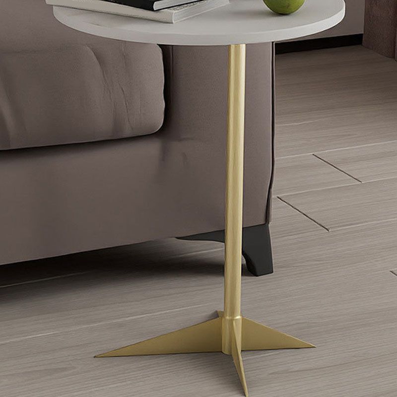 Modern Round Slate Side End Table Metal Pedestal Sofa Side Table