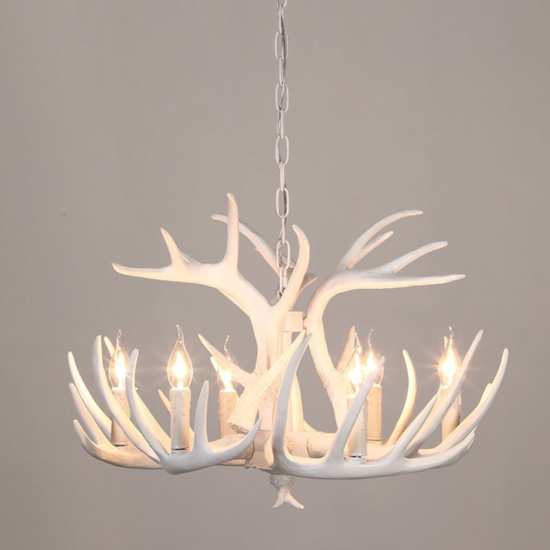 Resin Deer Horn Shaped Suspension Light Traditional Restaurant Chandelier Lighting