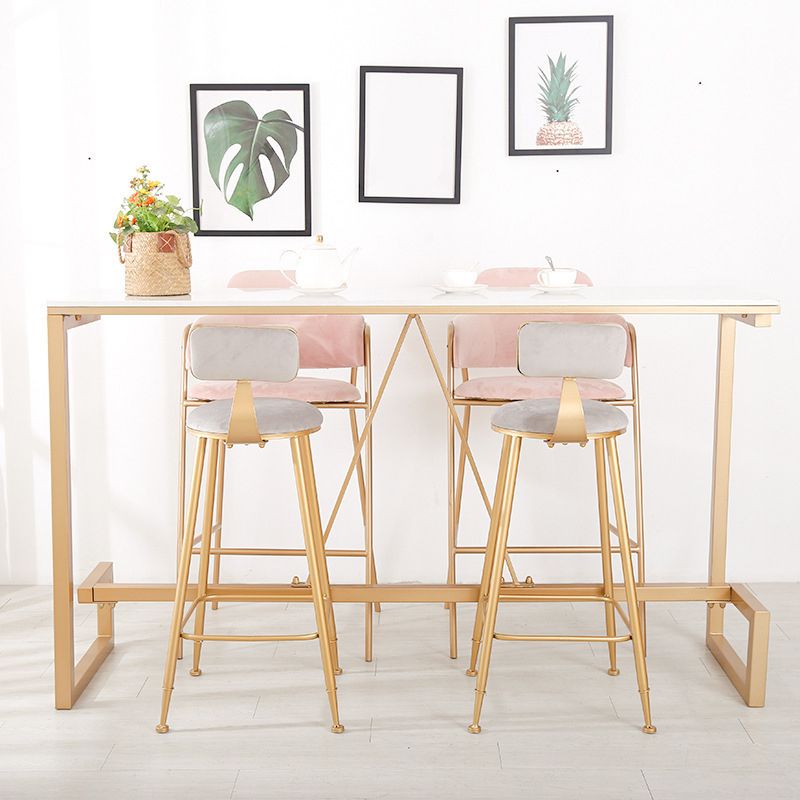 Glam Bar Height Table Faux Marble Top Bistro Bar Table with Gold Base