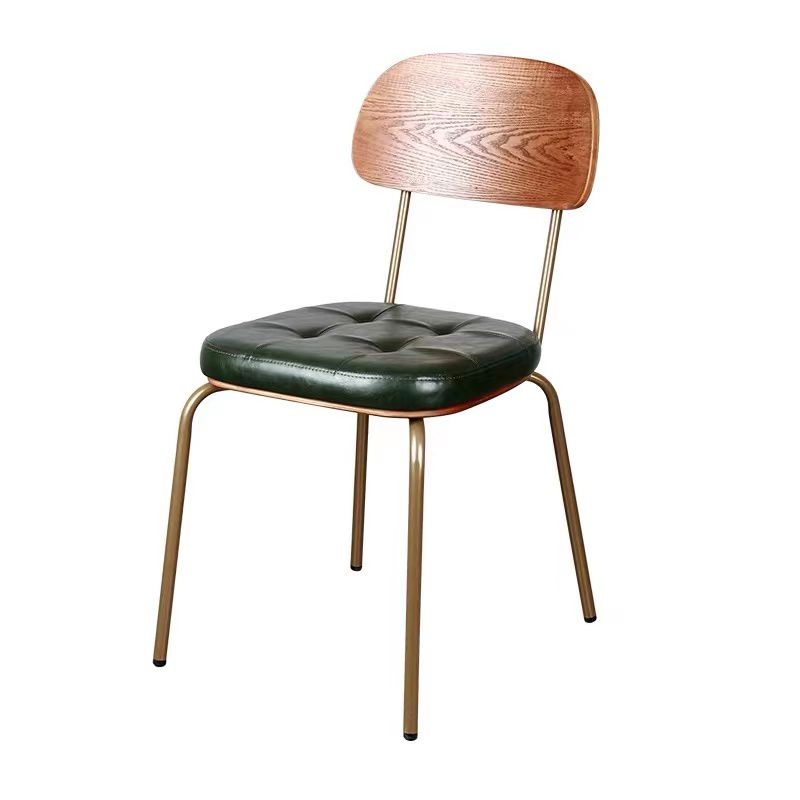 Industriële stijl PU lederen eetkamerstoelen Open rug Dineerarm zijstoelen voor thuis