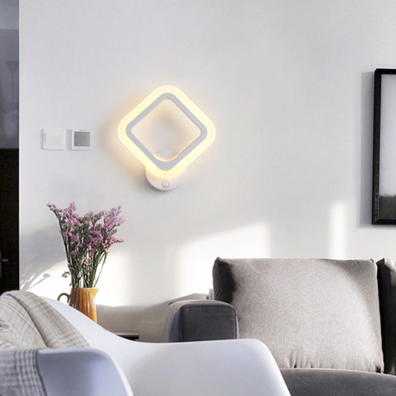 Amplia de la pared LED blanca acrílica en la lámpara de pared geométrica de hierro forjado de estilo conciso moderno para espacios interiores