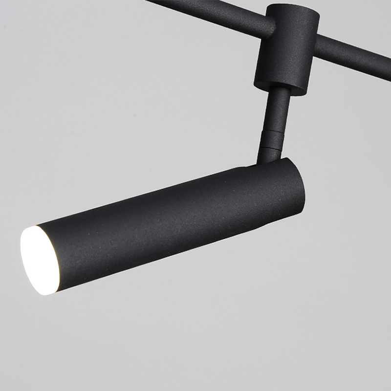 Modern Style Linear Shaped Island Pendant Metal Black Island Light for Restaurant