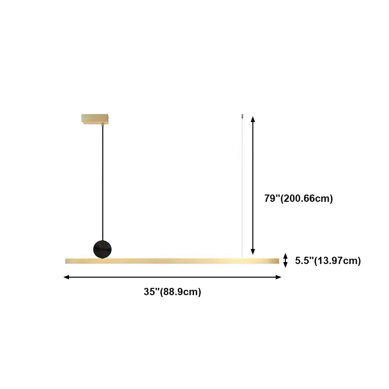 Zeitgenössischer Stil Linear Island Light Metal 1- Hellinsel Anhänger Licht