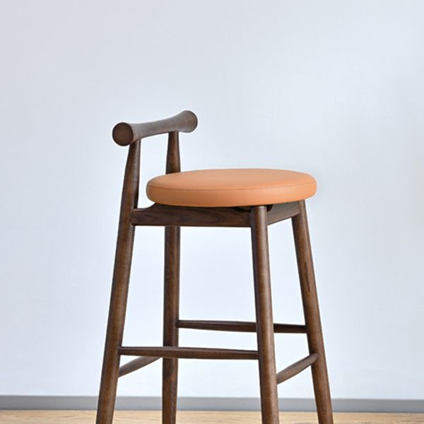 Low Back Dining Stool Industrial Armless Bar Stool with Wood Base