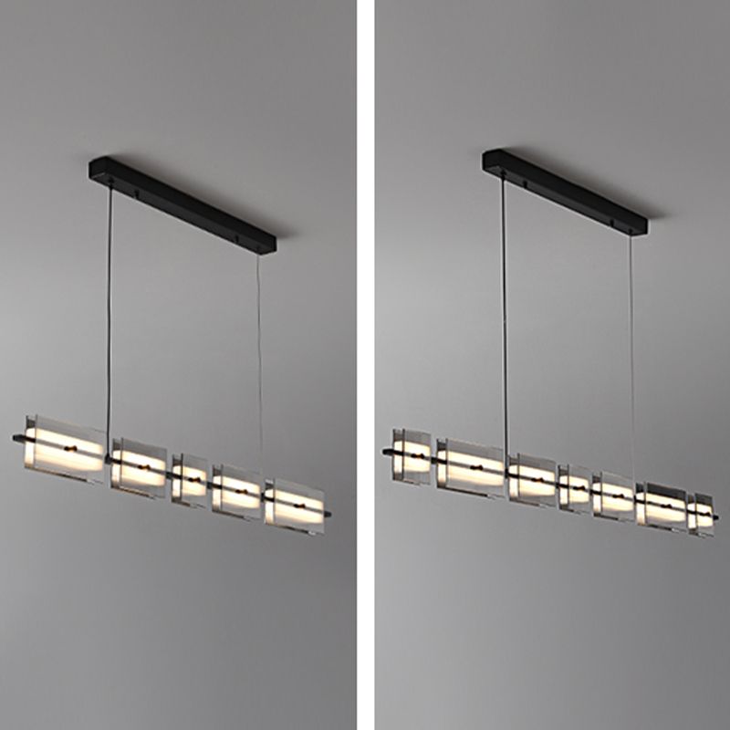 LED Island Light Multi Lights Island Hanging Light with Glass Shade for Dining Room