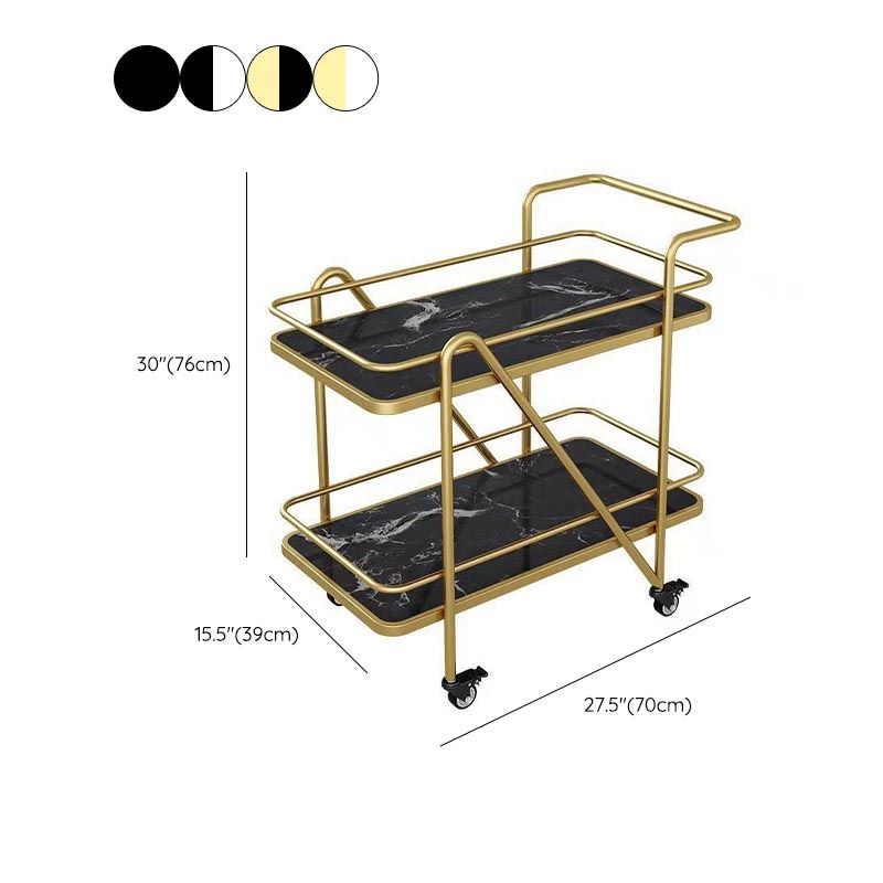 Marble Open Shelves Prep Table Rectangular Dining Room Kitchen Trolley