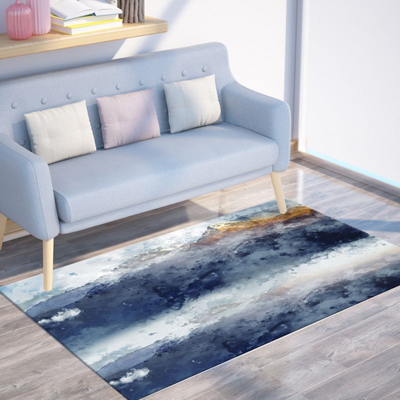 Trendy Ink Painting Indoor Rug Individuality Modern Rectangle Carpet Polyester Friendly Washable Carpet for Home Decoration