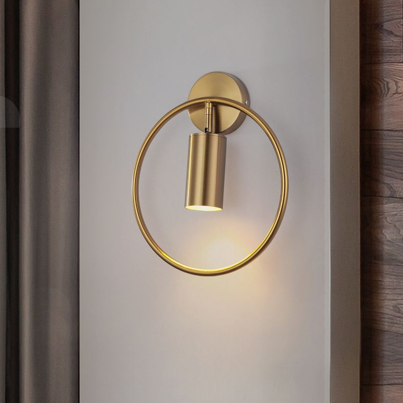 13" H Nordic Style Metal Ring Wall Lamp 1-Light Cylindrical Spotlight Sconce Lights for Bedroom