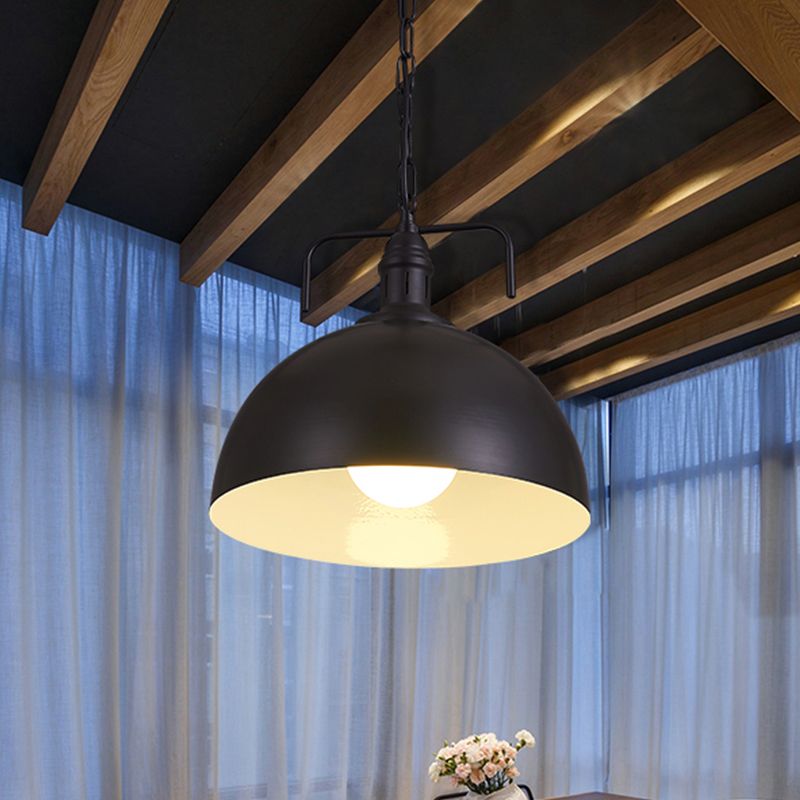 12 "/16" W ciotola soggiorno illuminazione a sospensione industriale Metallico 1 Finitura appesa rossa/gialla leggera/ruggine