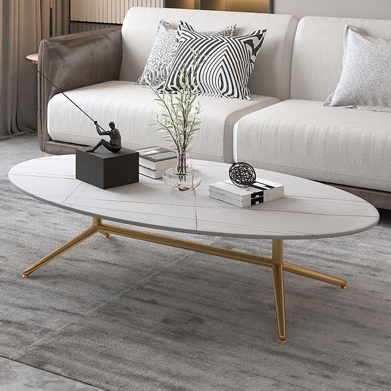 Black/White Slate Oval/Round Coffee Table Modern Trestle Coffee Table