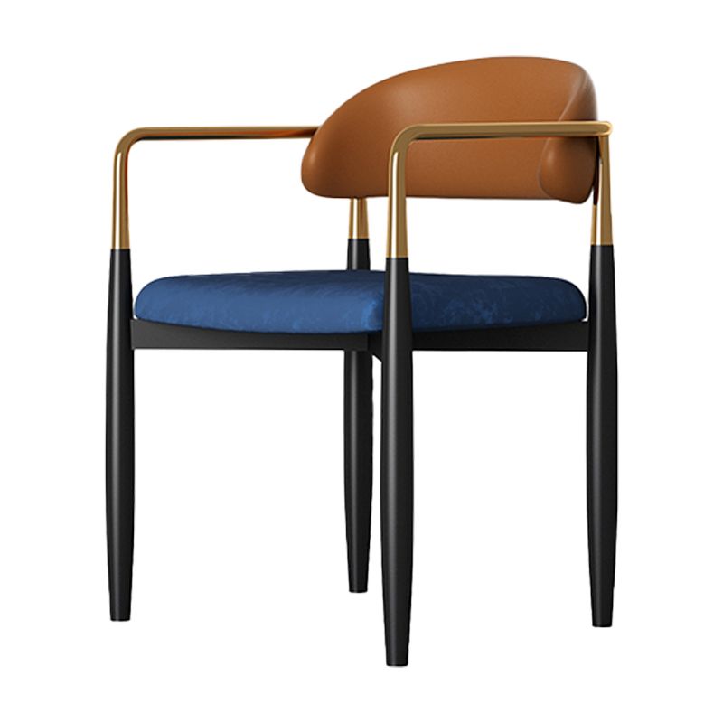 Eigentijdse stijl eetstoelen eetarm open achterstoelen met metalen benen